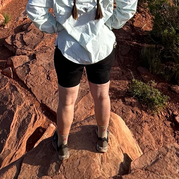 Calvin Klein Performance Logo Waist High Rise Bike Shorts SZ M Side Pockets - Picture 7 of 10